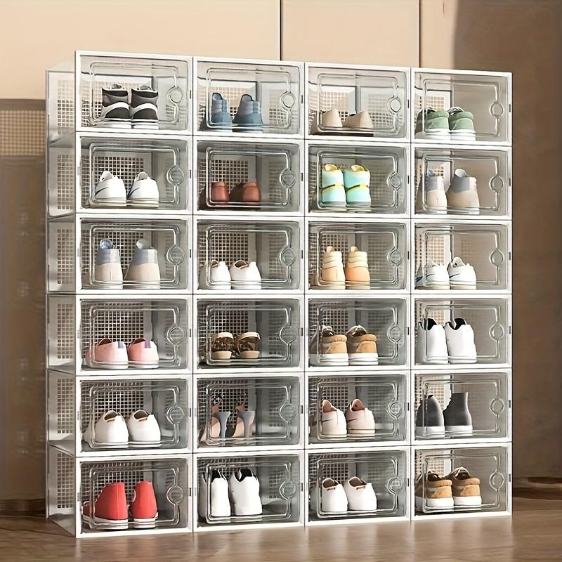 6pcs Thickened Shoe Boxes Sneaker Display and Storage Stackable Shoes Rack Storage Bins for Hats and Clothes Dustproof Organizer