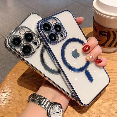 Mode Transparente Magnetische Drahtlose Lade Fall Für Magsafe Für Iphone 14 Plus 13 12 11 Pro Max Überzug Weiche Silikon abdeckung