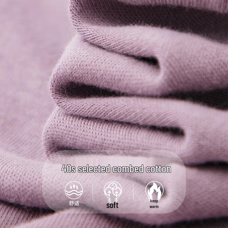 Ersong Women's 100% Cotton Thermal Underwear Set, Round Neck, Anti-bacterial & Anti-mite