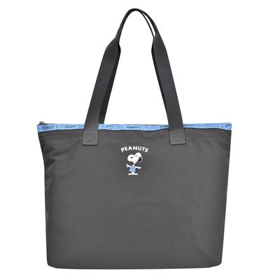 Velká úložná taška se stahovací šňůrkou, tmavě šedá, taška s motivem postavy [Snoopy], příruční zavazadlo, skládací, lehká, objem, součástí balení, na cesty, ven