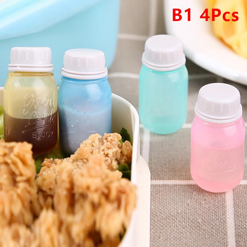 4Pcs Mini Seasoning Sauce Bottle Portable Tomato Ketchup Bottle Salad Dressing Container Pot For Bento Lunch Box Kitchen Jar