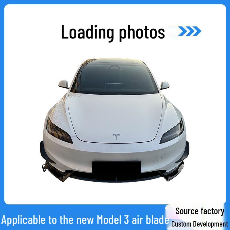 Tesla Model 3 2024 Front Bumper Spoiler. Matte Black/High Gloss Black