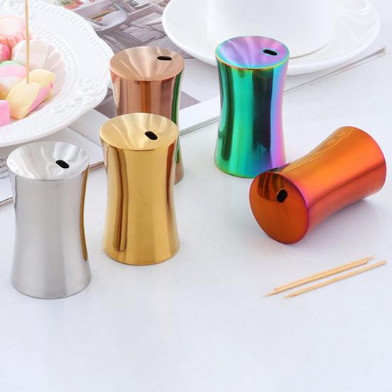 Toothpick Holder Large Capacity Dustproof Moistureproof Stainless Steel Mini Dining Table Toothpick Dispenser Container Kitchen Gadget