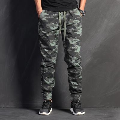 And New Trendy Brand Multi Pocket Motorcycle Camo Work Wear Casual Pants For Men's Pure Cotton Slim Fit Tie Feet