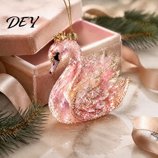 Christmas Tree Decoration Faux Crystal Animal Ornament, Acrylic Flat Print Hanging Decor Holiday Decorations for Tree, Butterfly/Peacock/Bird/Swan