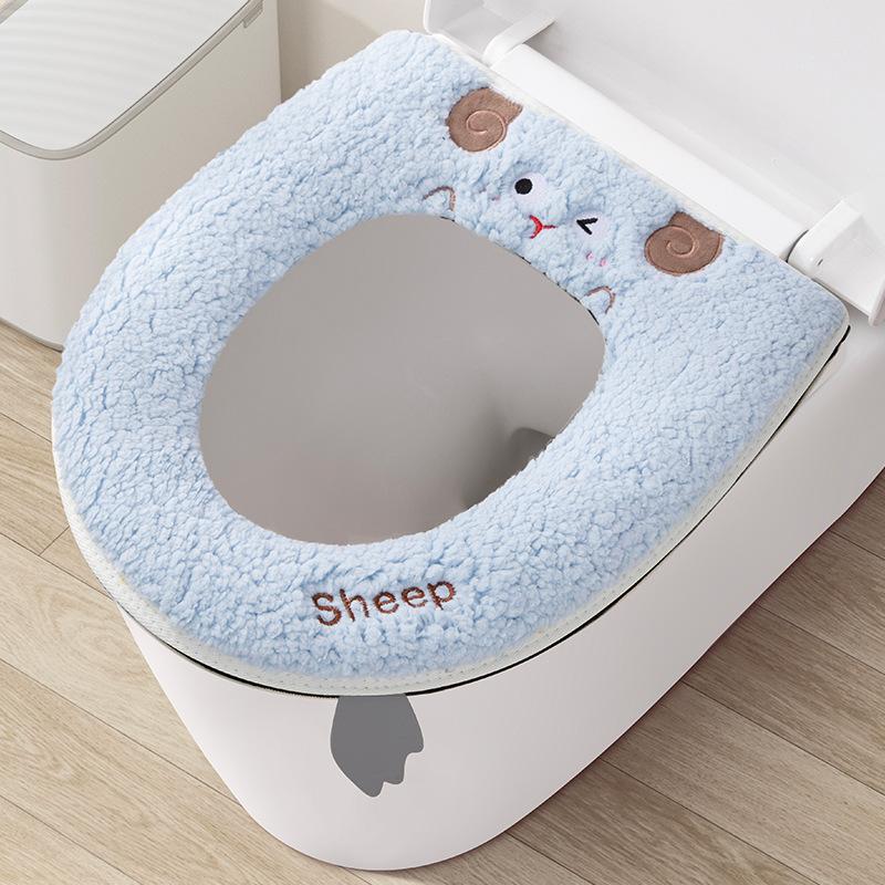 

1Pc Bathroom Toilet Seat Cover Zipper Universal Plush Toilet Cushion Household Warm Soft Thick Toilet Seat Cover Winter WC Mat