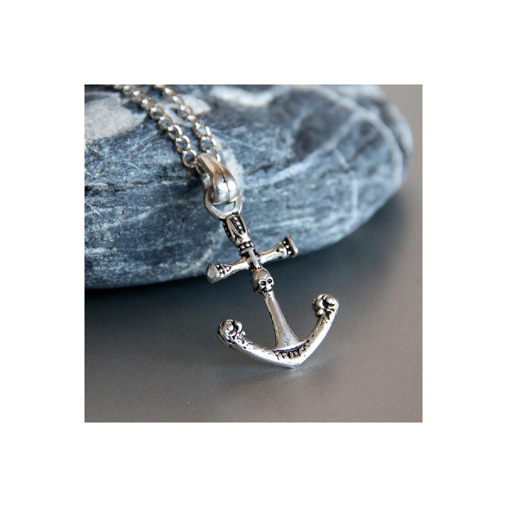 Vintage Gothic Skull Anchor Sailor Necklace
