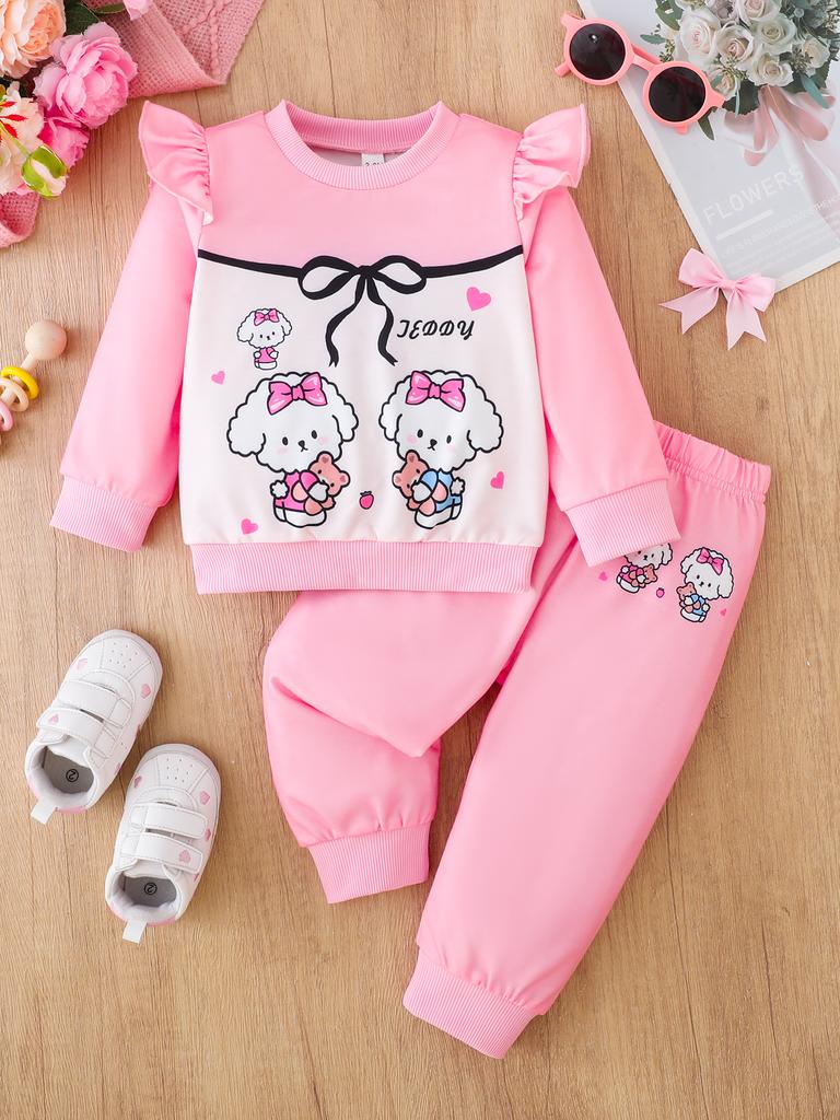 Girls  Outfit  Printed Long Sleeve  Tops And Pants Children' Clothing Sets