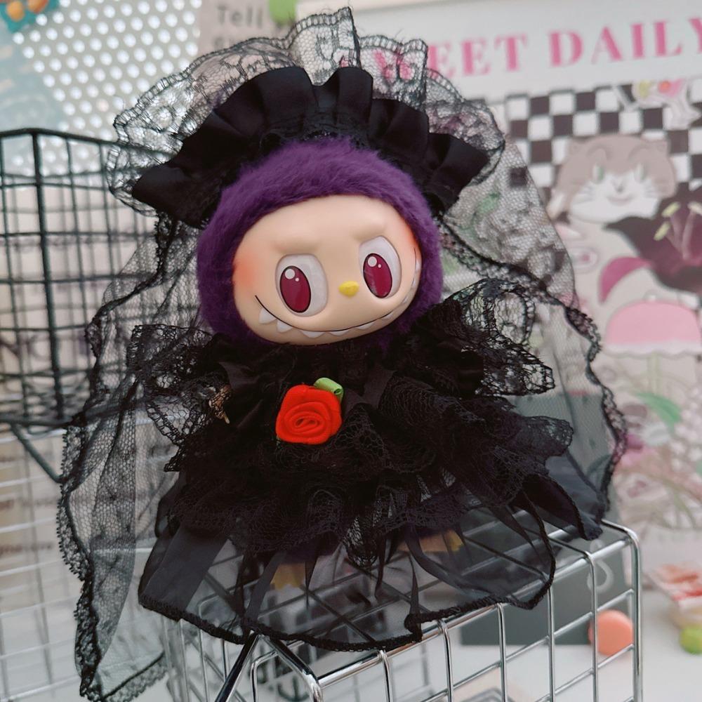 

1 set Yarn Skirt Labubu Doll Wedding Dress Clothes Cotton Doll s Clothes Kids Girls Toys чорний