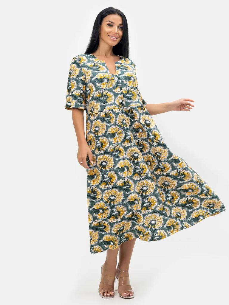 Plus size cotton house dress with pockets