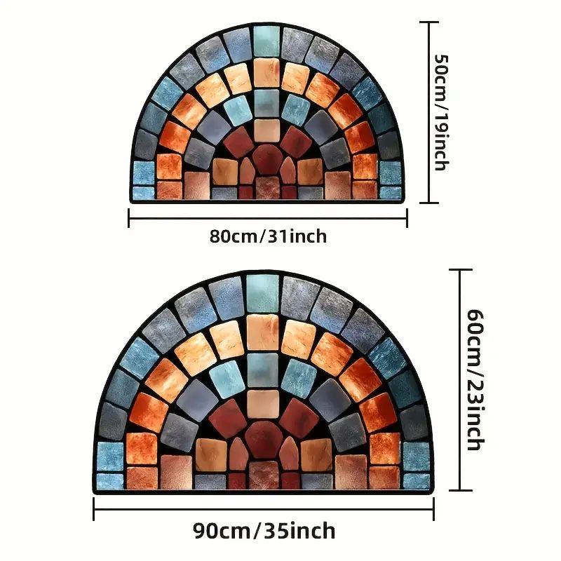 Colored Stone-Patterned Welcome Door Mat Retro Semi-Circular Anti-Slip Floor Mat Bedroom Carpet Home Decoration