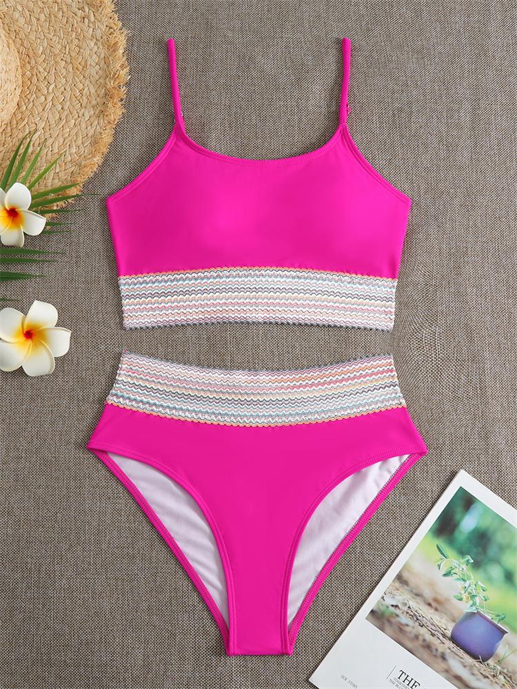 Bikini Damskie Kostium Kąpielowy Wysoki Stan 2024 Nowy Jednolity Zestaw Bikini Seksowne Stringi Strój Kąpielowy Dwuczęściowy Letni Strój Plażowy Kostium Kąpielowy Damski