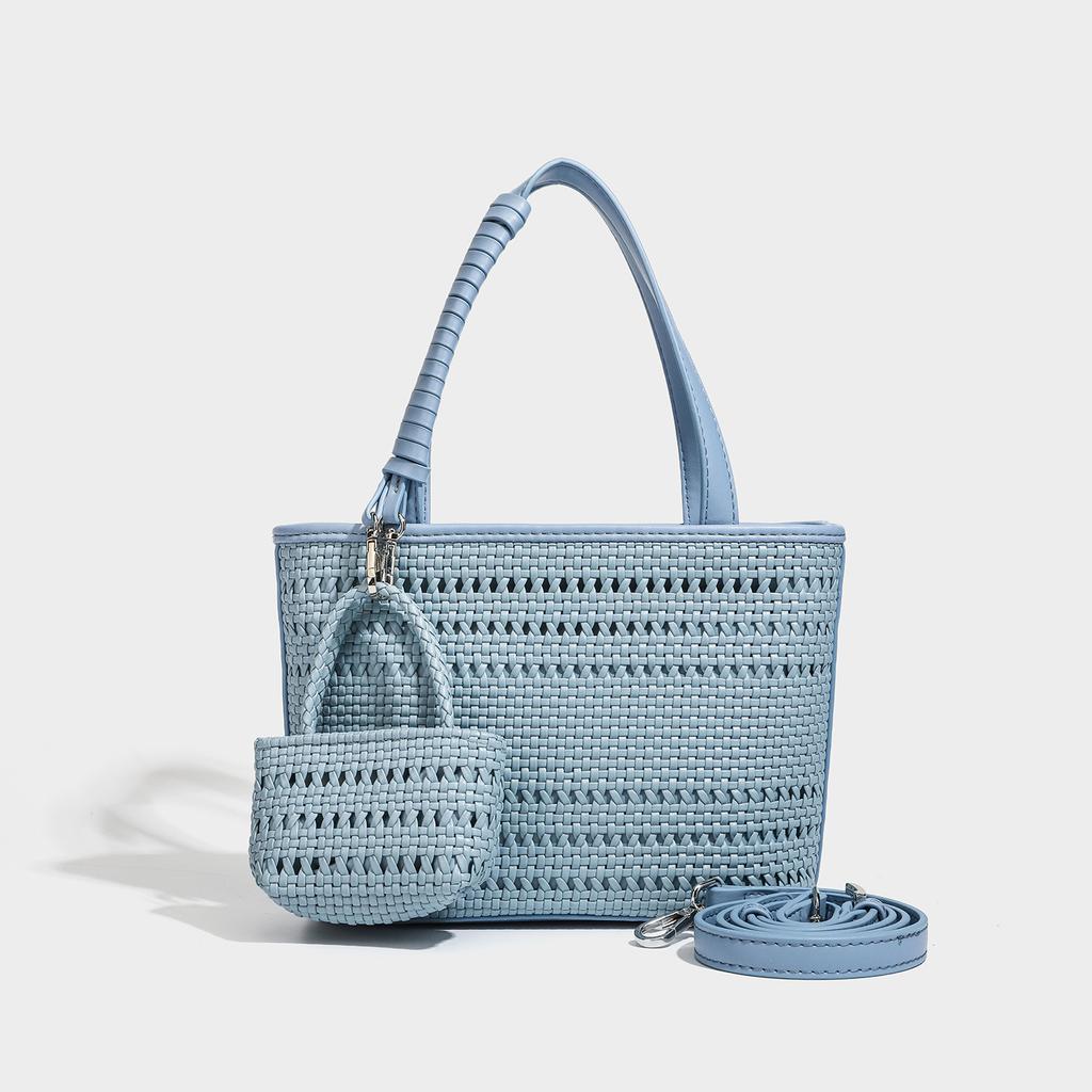 Hollow shoulder bag women's versatile beach vacation armpit bag solid color woven bag