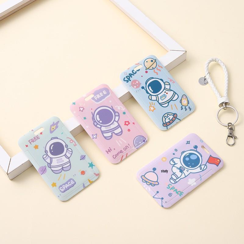 Astronaut Cartoon ID Badge Lanyard and Keychain Holder for Students