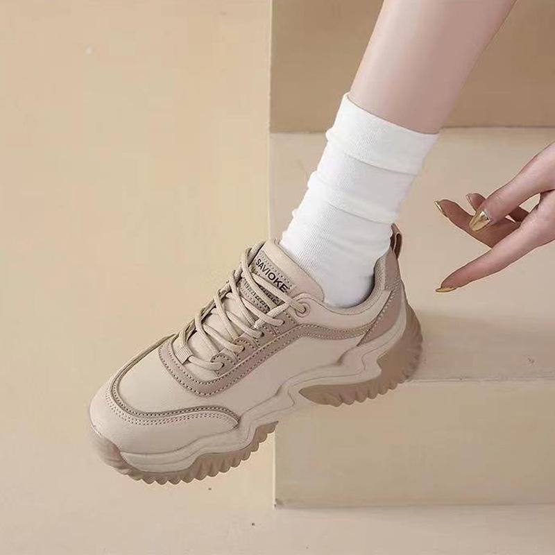 Sneaker Women's New Autumn High-End Thick-Soled Shoes for Students with Small Feet High-Top Clunky Sneakers