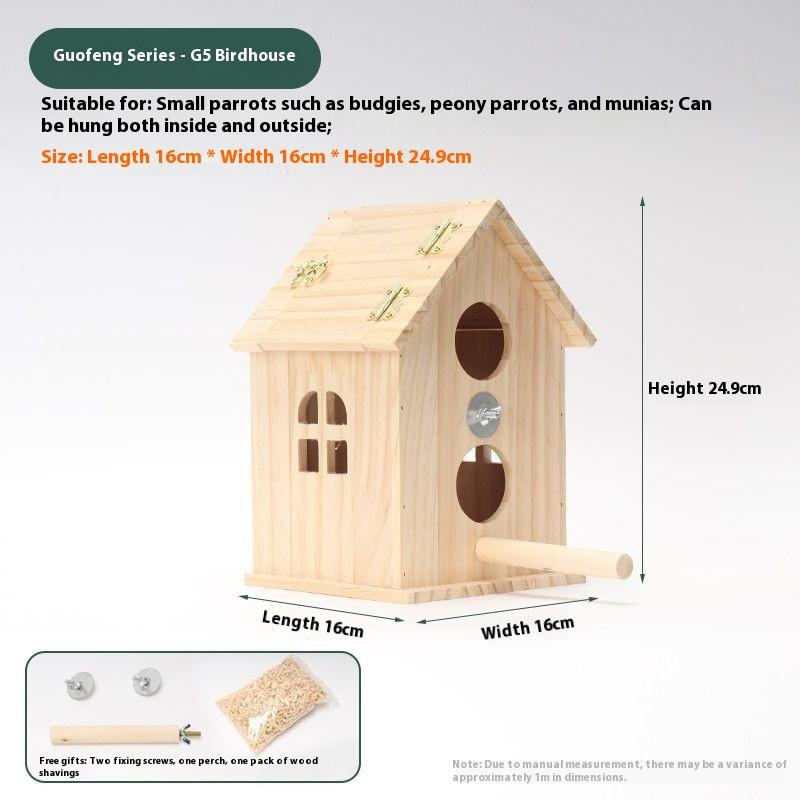 Bird Wooden Cage For Bird Cage Parrot Circular Cage Anti Splash Proof Cage Bird Toys For Pet