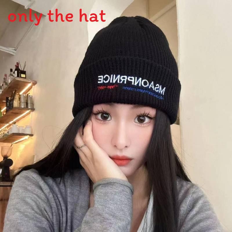 Knitted Letter Beanie Hat With Embroidery For Men And Women Cold Weather Fashion чёрный