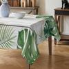 Summer Tropical Green Leaves Rectangle Tablecloth for Table Decor Reusable Wood Board Tablecloth for Kitchen Wedding Party Decor