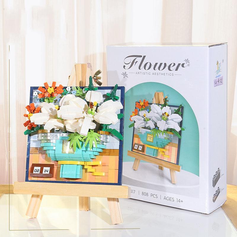 

Роза, солнечный цветок, букет в горшке, украшение дома, 3D модель, букет подсолнечника, роза, строительный блок, кирпичи, игрушка, сделай сам, подарок в горшке