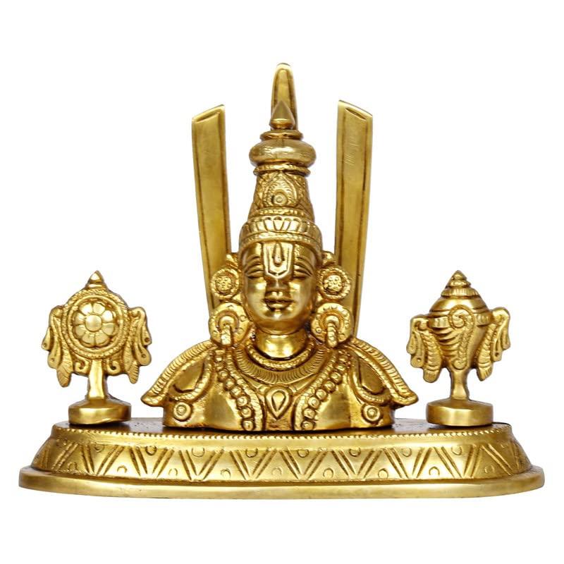 Tirupati Balaji Brass Idol, Gold Finish Divine Home Decor & Pooja Room Statue