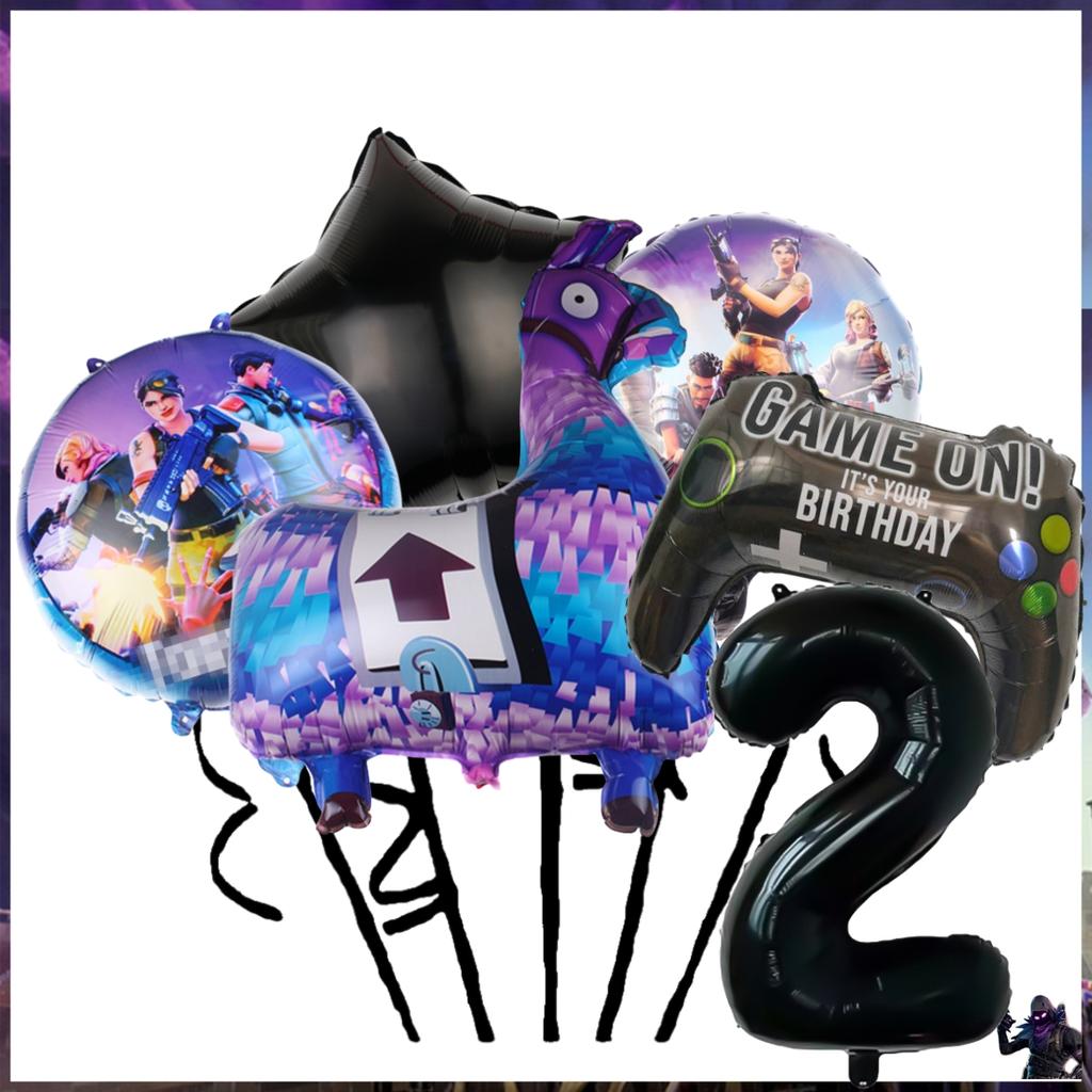 Shooting Game Fortnition Birthday Party Decoration Plate Cup Cartoon Alpaca Llama Foil Globos Baby Shower Kids Party Supplies