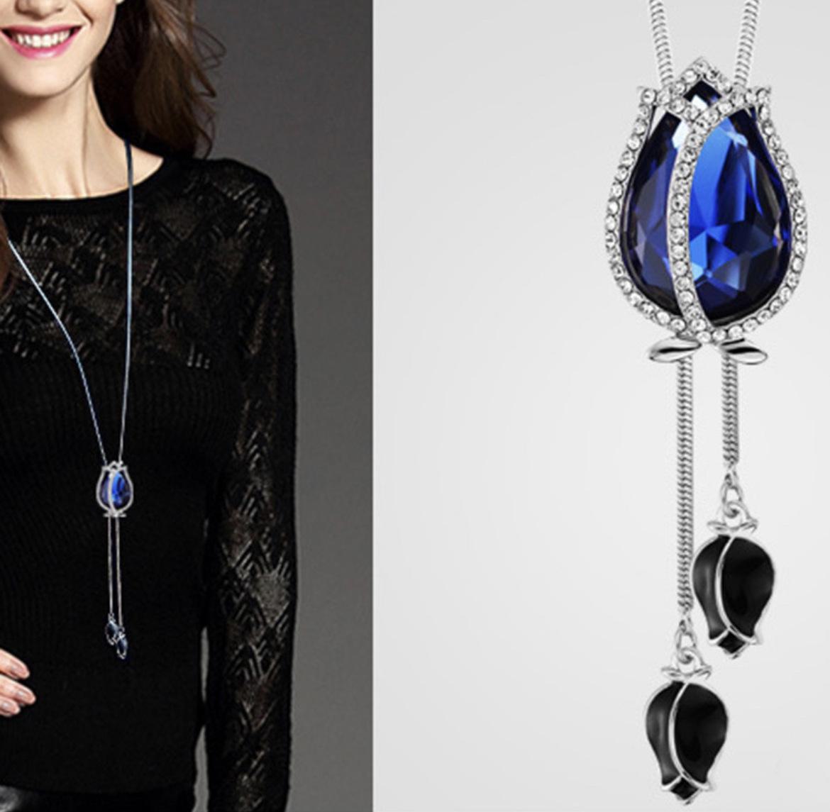 

Жіноче корейське класичне довге легкосплавне намисто з підвіскою - не вицвітає, регулюється для осені та зими