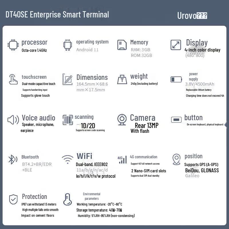 UROVO DT40SE Enterprise Handheld PDA Scanner