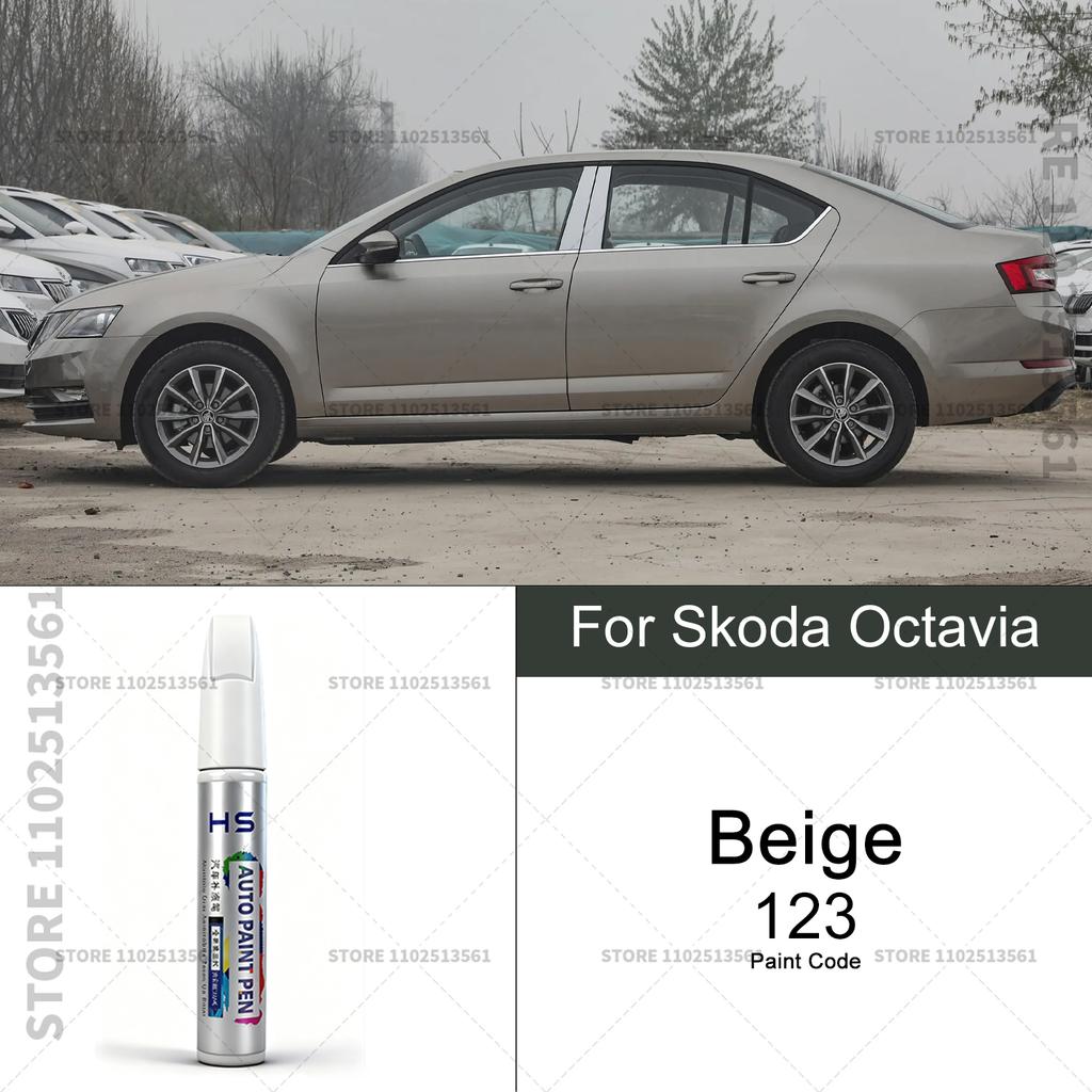 Car Paint Repair Pen For Skoda Octavia Touch Up Scratch Remover DIY Auto Accessories Beige 123 White Gray LD7S 160 Black Red