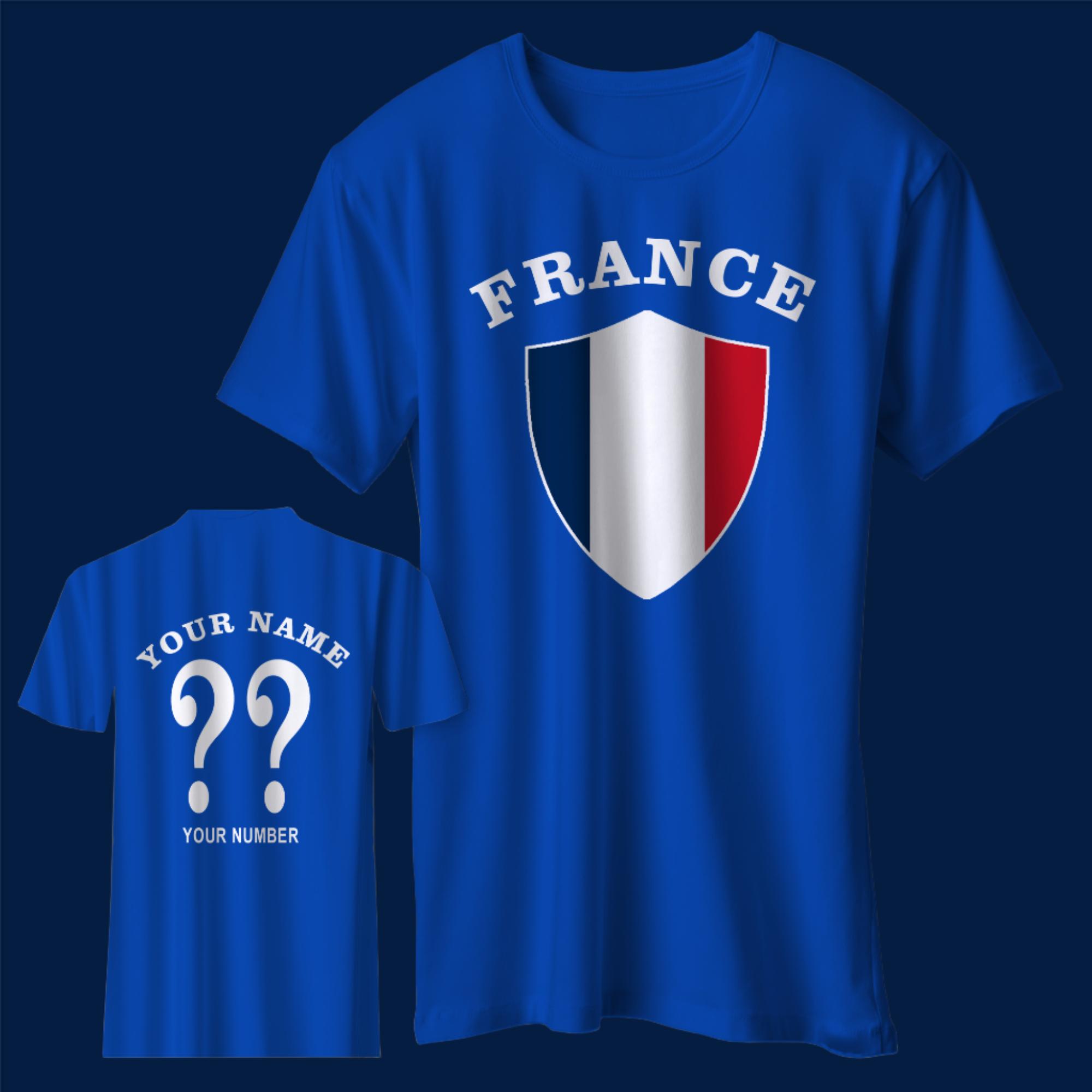 Personalised France Football Shirt with any Name & Number M