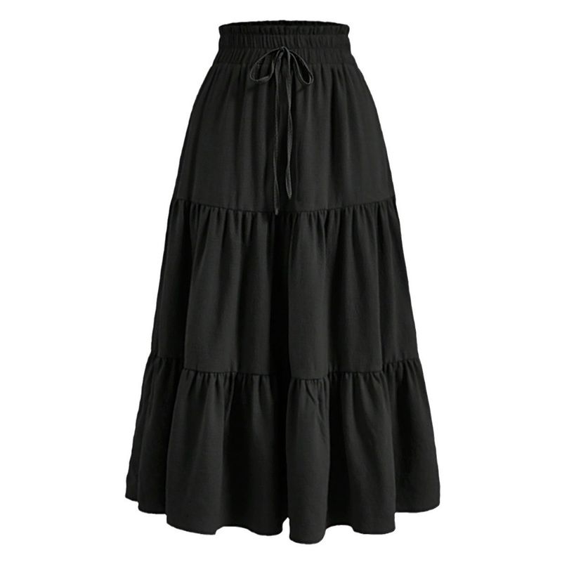 Bohemian A- Line Skirt Long Dress Bohemian A Word Flowy Layered Half-Length Skirts