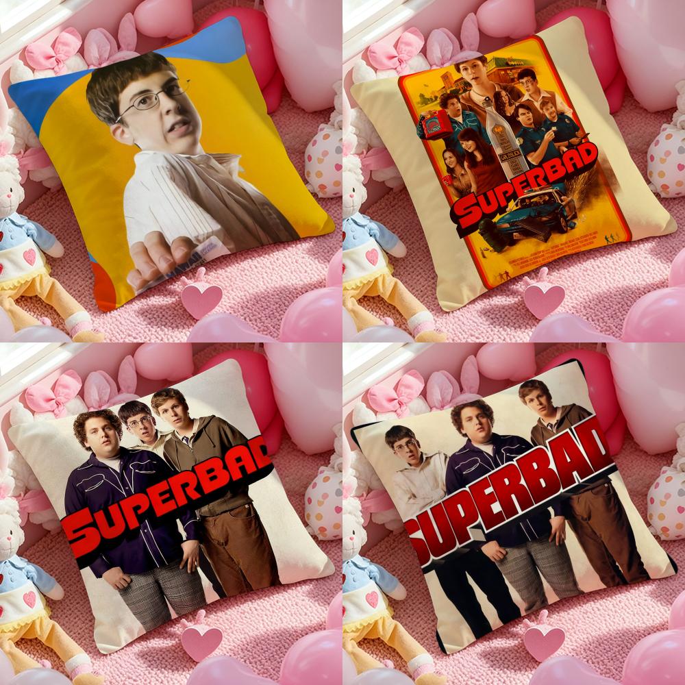 Film Superbad Youth Cushion Cover Antidustmite Pillowcase Invisible Zipper Silky Short Plush Sofa Cushion Cover