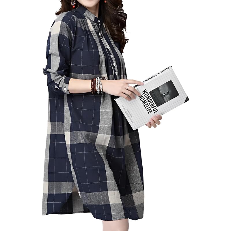 

[BLANK BLANC] shirt one piece Rakuchin comfortable to wear Easy Fashionable Thin natural coordination one mile wear office work school style navy