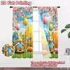 2D flat printing 2pcs Scene Curtain Easter Bunny Eggs Spring Garden Digital Printed Polyester Drapes Party Decorations Use for