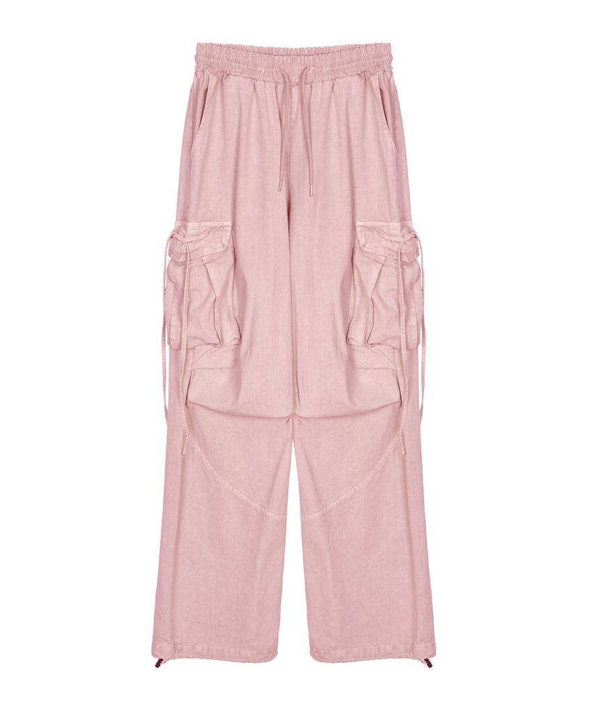 Nigaennikol Vintage Cargo String Wide Pants_Pink