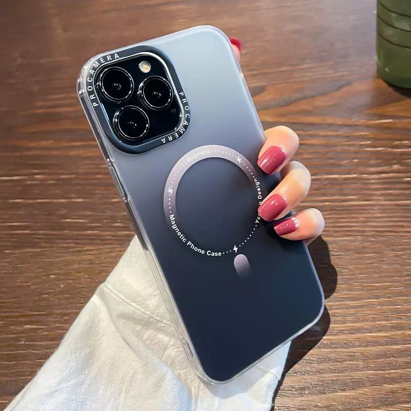 Applicable To Apple 16Pro Magnetic Charging Mobile Phone Case Matte Gradient IPhone 15 High Value Anti Fall 14 Protection Case