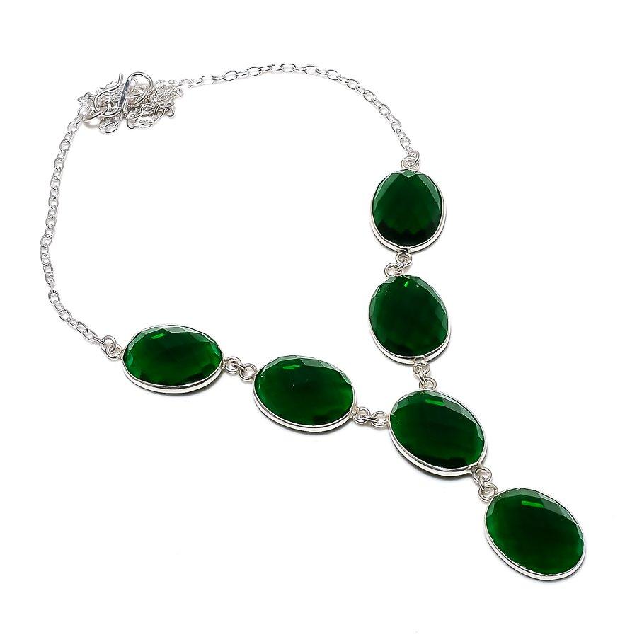 

Ожерелье ручной работы из стерлингового серебра 925 пробы с натуральным хромдиопсидом, 18 дюймов, O3z90