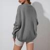 Ladies New Autum And Winter Loose Cable Knit Mid-length Sweater Coat