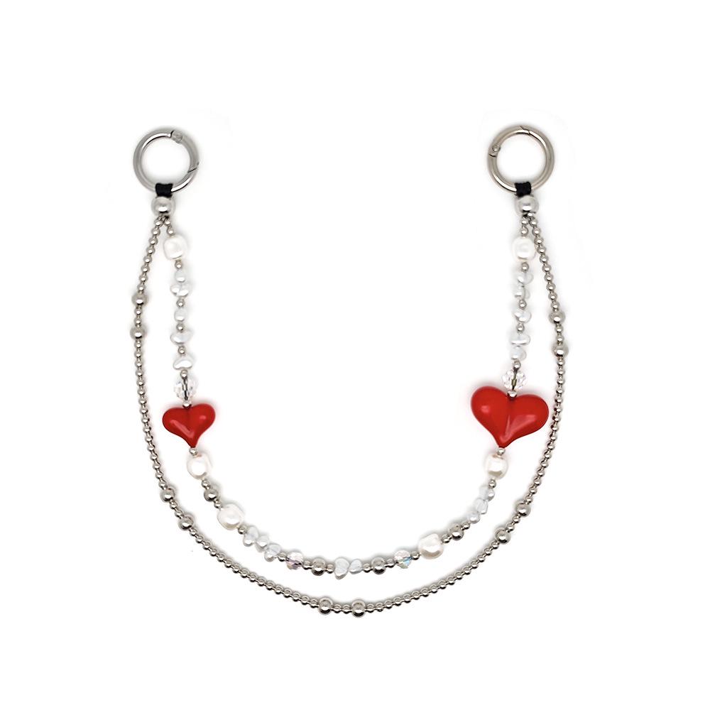 Handmade Woven Acrylic Beaded Heart Pendant: Stylish Versatile Bag Charm