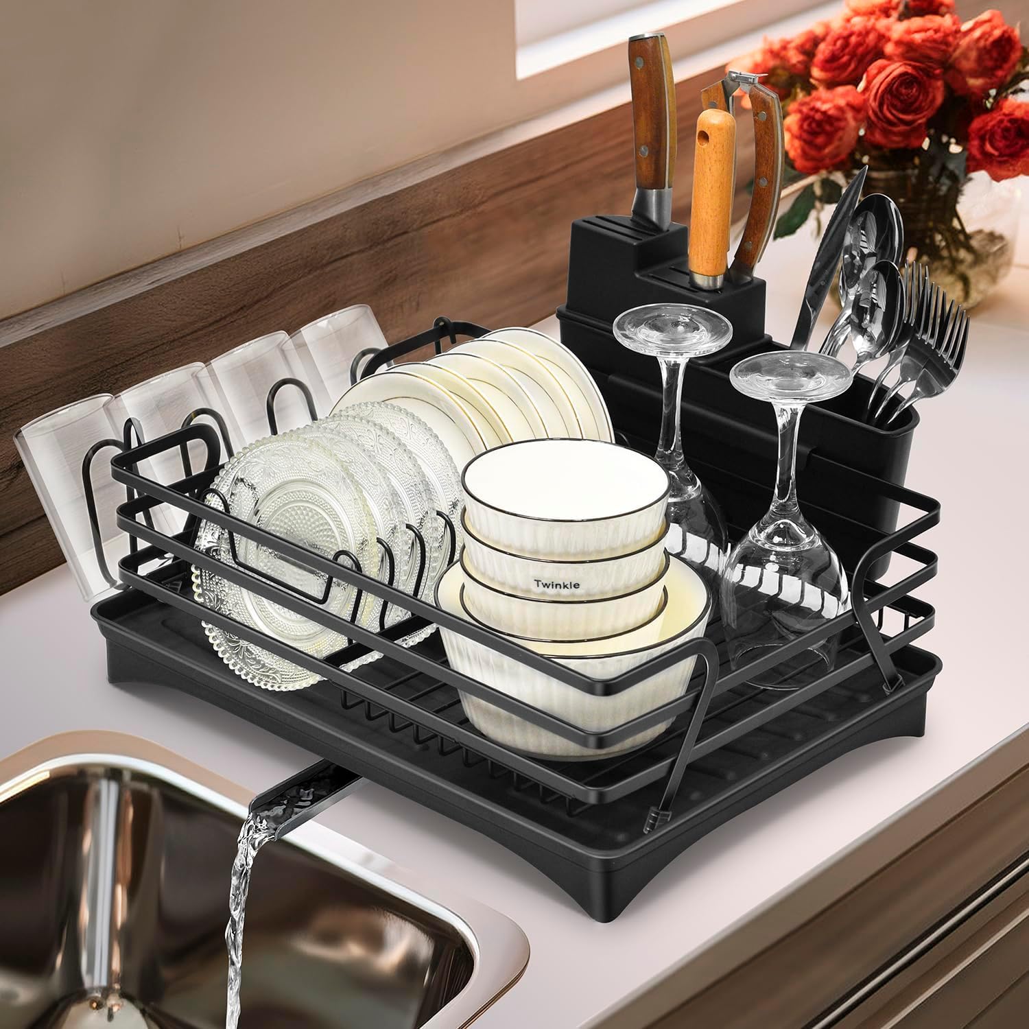 

Trusthere Блюдо Блюдо Кухонная Утварь Кухонное Хранение Горизонтальное Блюдо Большое Пространство Блюдо Блюдо Тарелка Хранение Палочек для Еды Сушилка, Сушилка, Держатель, чёрный