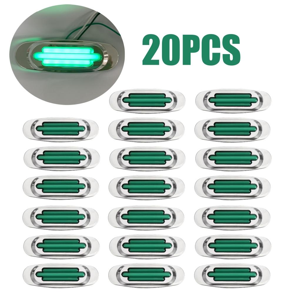 20PCS LED Side Marker Light Trailer Clearance Light Trailer Lantern Chrome 12V 24V 16LED Trucks Indicator Tail Lights