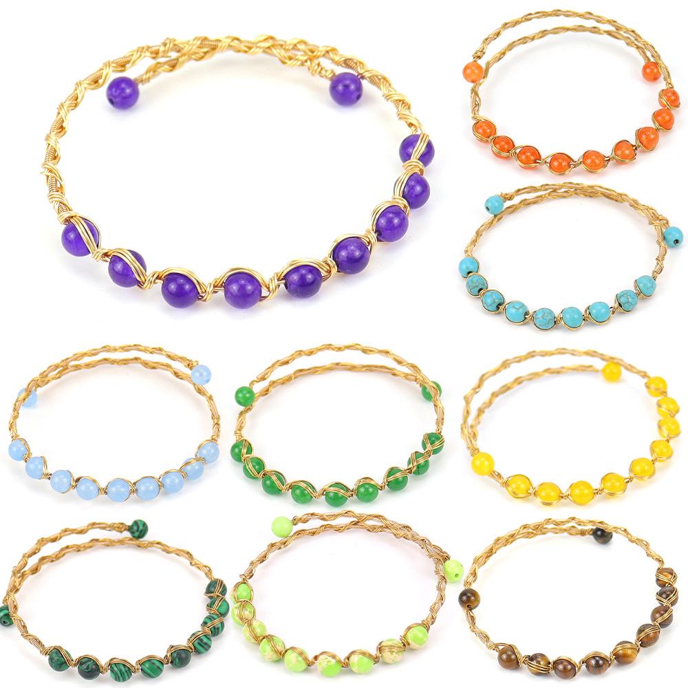 Winding Multi-Colored Agate Bead Crystal Bead Amethyst Opening Simple Bracelet Bracelet Adjustable B47