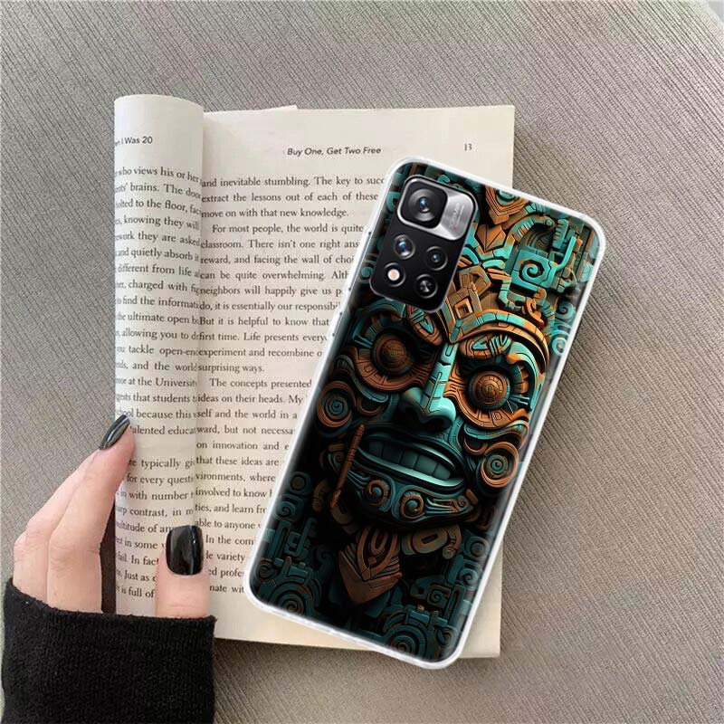 Husă Telefon Piatră Aztecă Maya Pentru Redmi Note 13 12 Pro Plus 14 15 Pro 5G 11 11T 11E 11S 10 Pro 10S 9 9S Cover Cell TPU Transparent Capa
