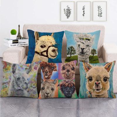 Cartoon Painted Alpaca Series Digital Printing Short Plush Pillow Covers For Car Sofa Office Cushion Cover Home Goods