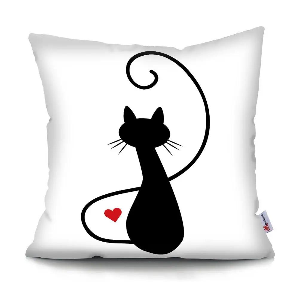 Black Cat Cushion Cover Pet  Sofa Bedroom Decoration Pillowcase Pattern   Case