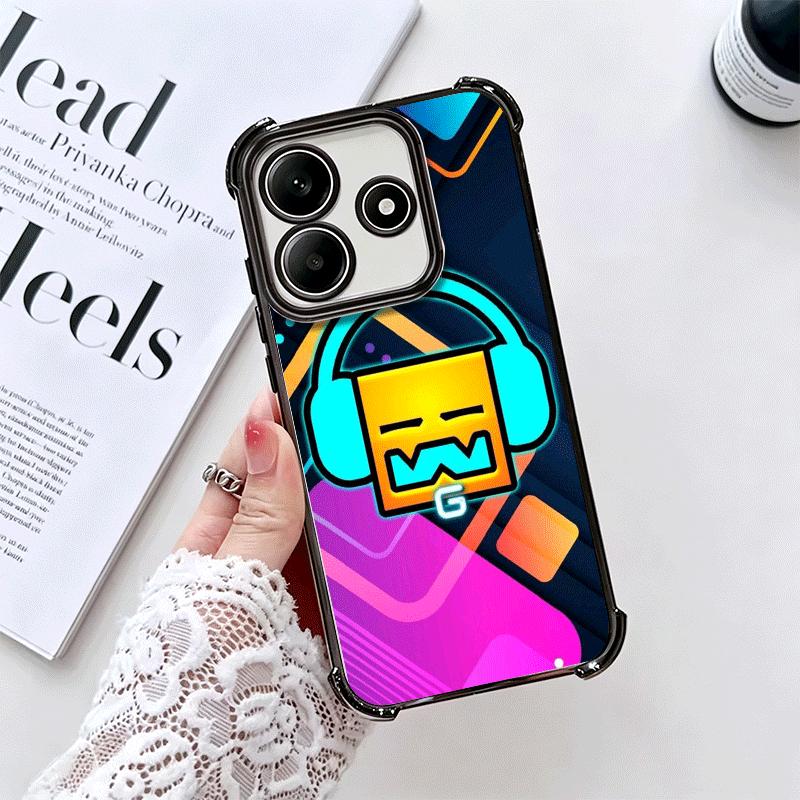 Geometry Dash Game Plating Phone Case For Xiaomi Redmi Note 14 15 Pro Plus 13 12 11 11S 11T 10 9S 9 5G Anti-Fall Airabag Cover