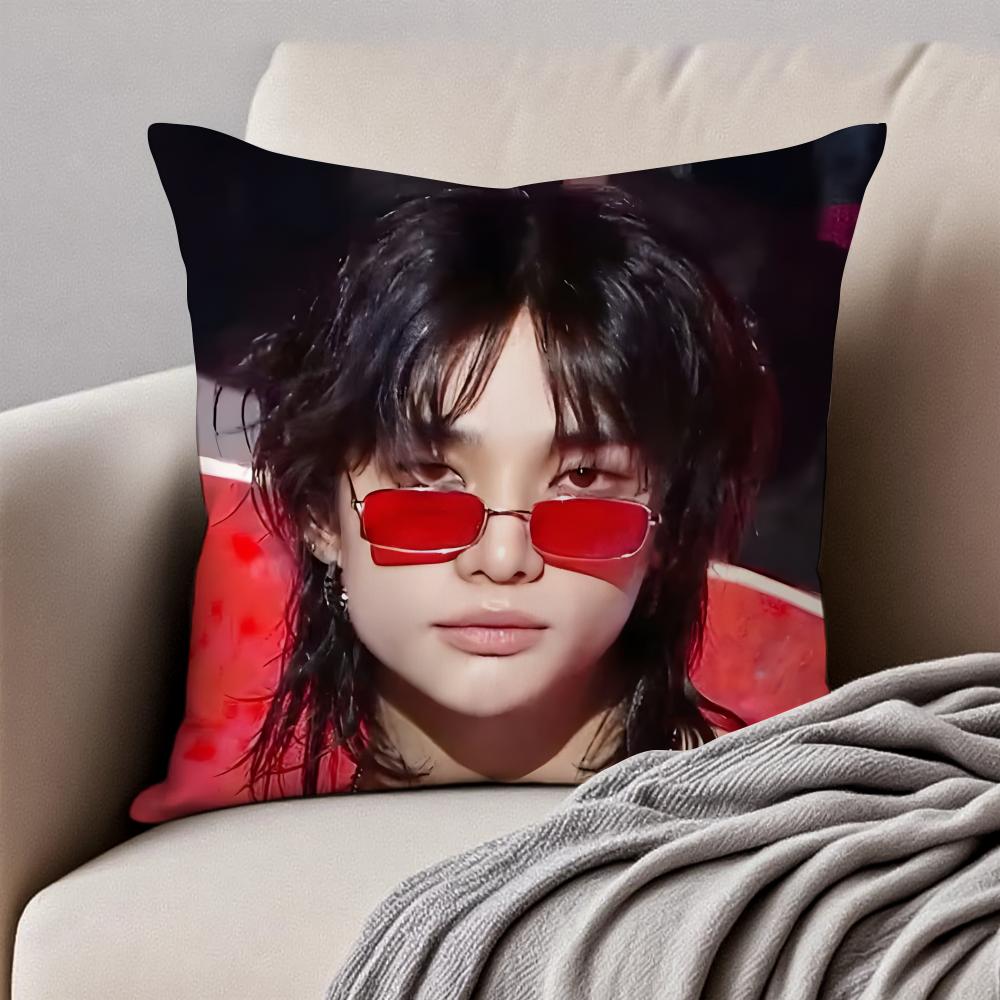 Handsome Kpop Idol HHwang HyunJin Cushion Cover Pillowcase Antidustmite Invisible Zipper Short Plush Sofa Cushion