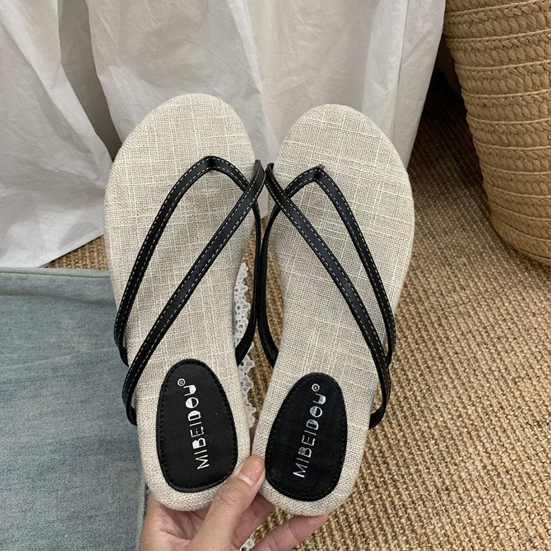 Fashion Fashion Round Toe Ladies Flats Slippers Slides New In Summer Beach Female Flip flops Women Flats Slippers Sandals Shoes