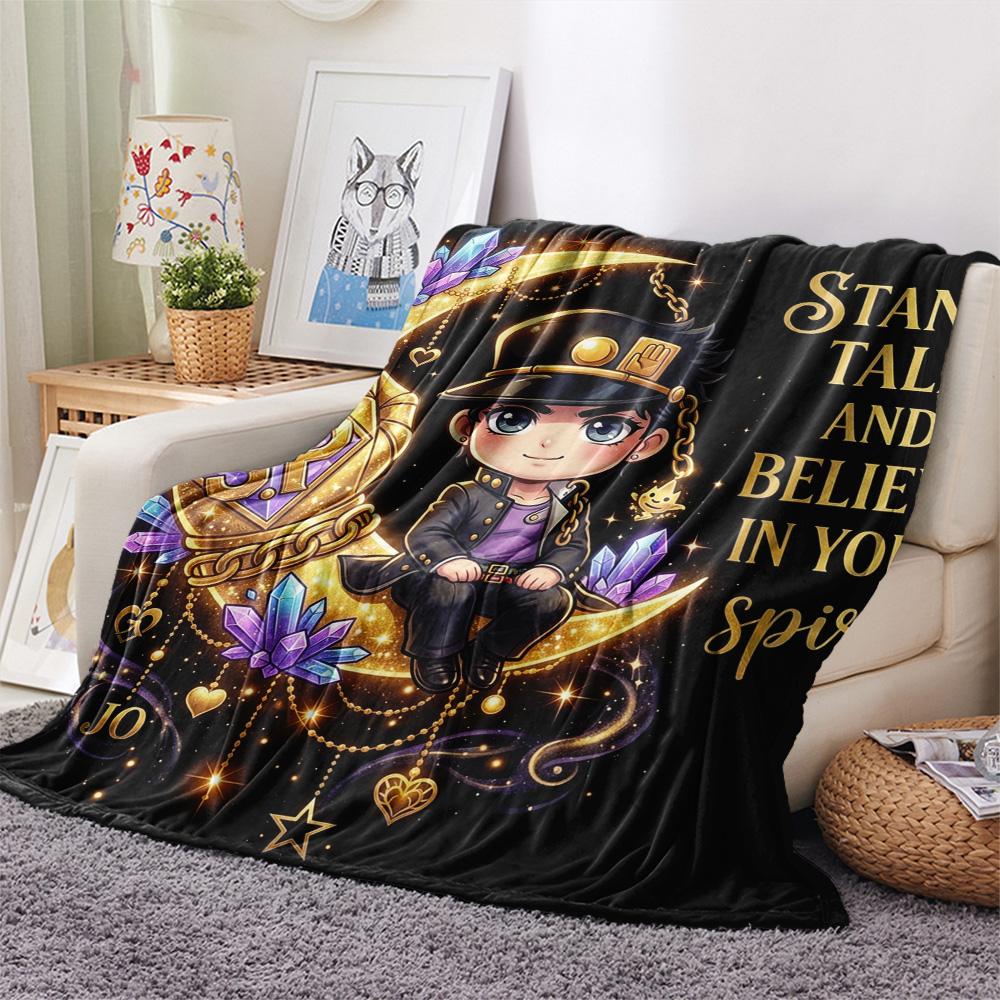 1PC Jojos Bizarre Adventure Patterned Flannel Blanket Suitable For All Seasons For Home Decor Warmth And Comfort Gifts Holiday Present
