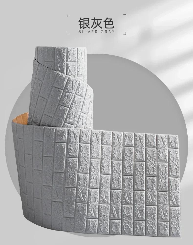 Self-Adhesive Panels 3D Soft Crash Foam Wallpaper Imitation Brick Wall Stickers Home Living Room Kid Bedroom Decor
