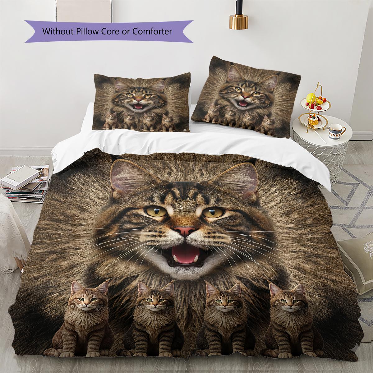 

Maine Coon Pattern Bedding Quilt Set Quilt Cover Pillowcase Home Decoration Gift (1 * duvet cover + 2 * pillowcase, without core) 135x200cm